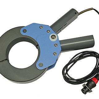 A blue and black device with a wire attached to it.
